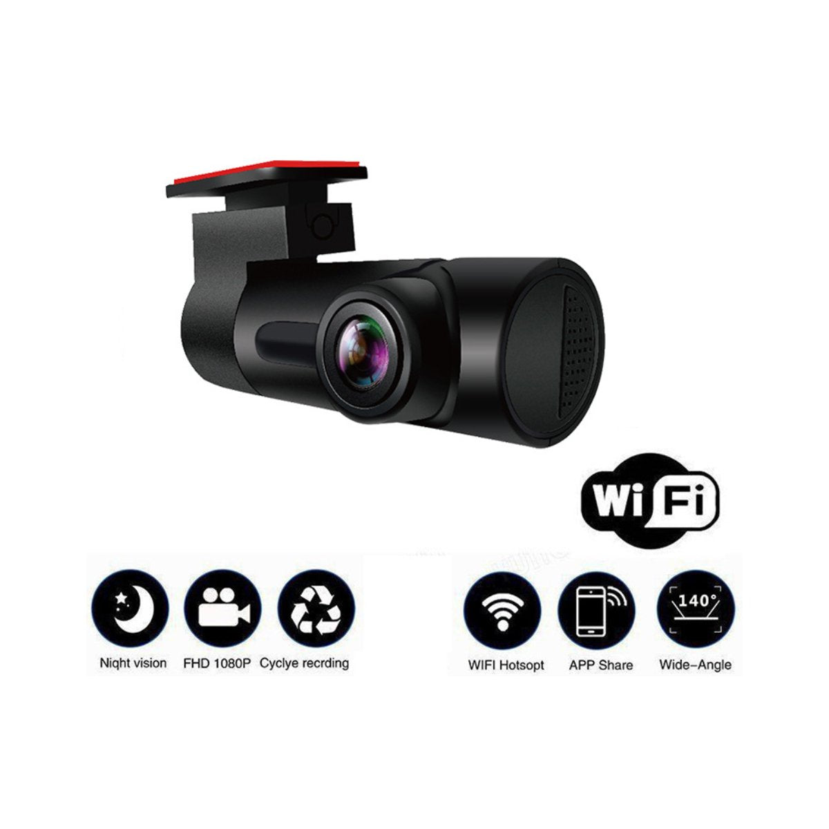 WiFi Dash Cam — 360° Rotation + App Control