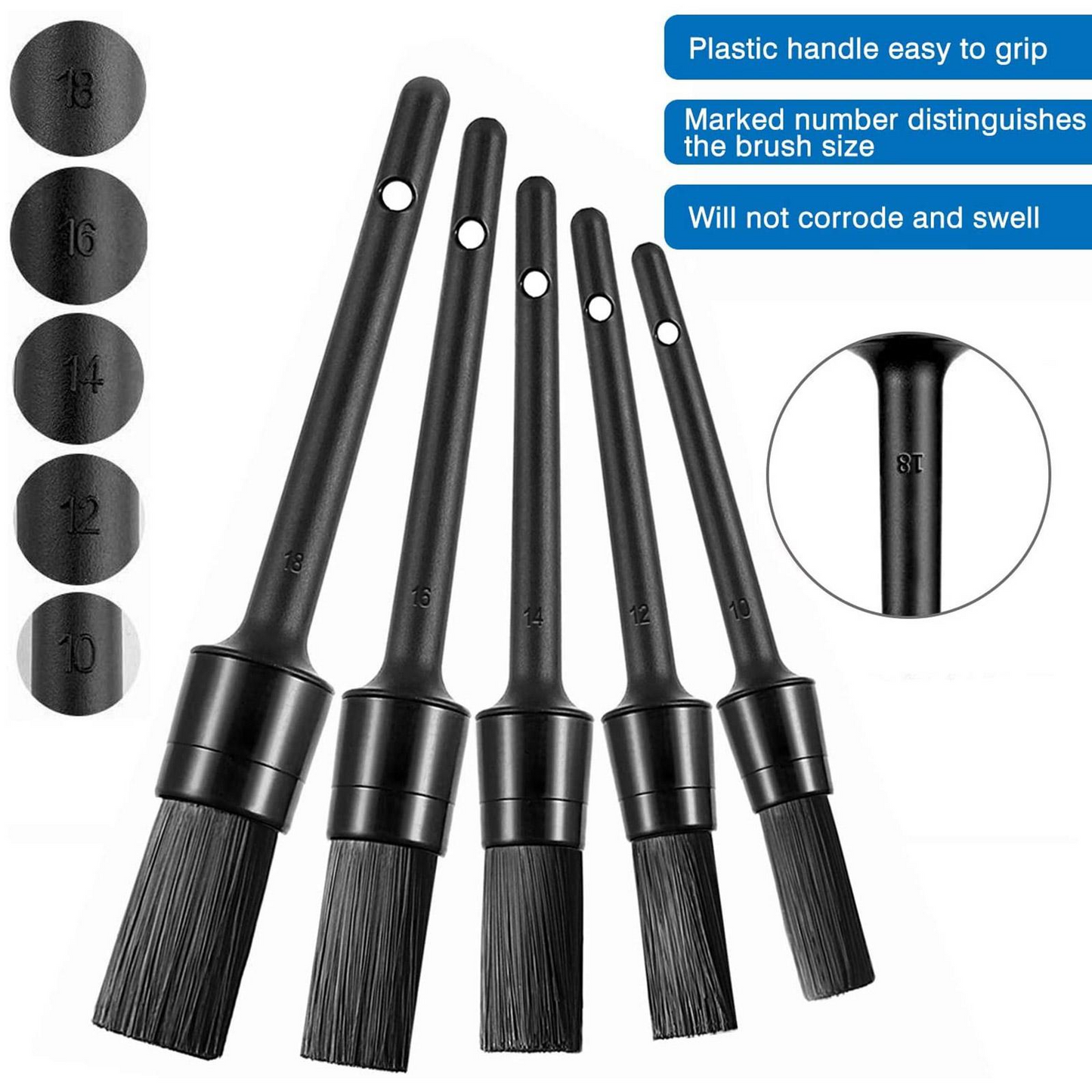 5-Piece Boar Hair Detail Brush Set