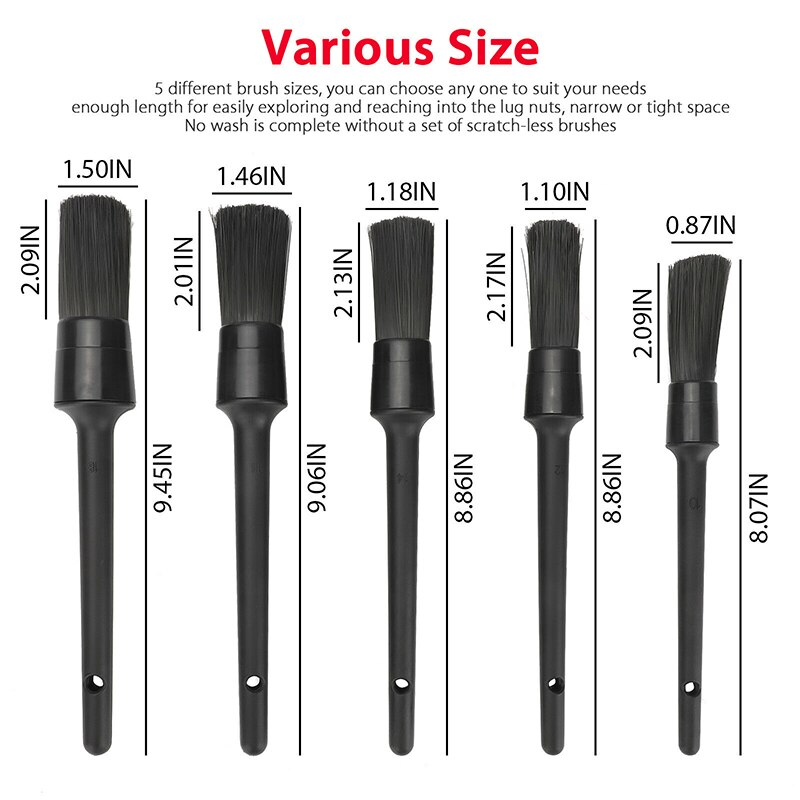 5-Piece Boar Hair Detail Brush Set