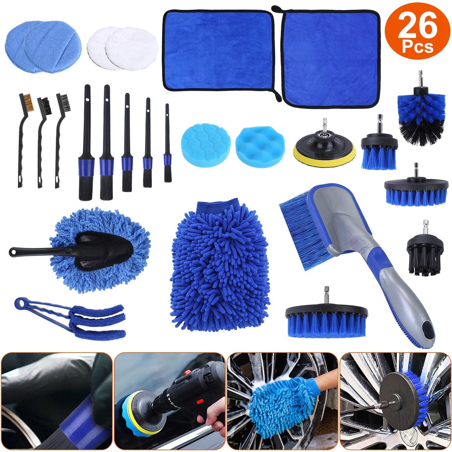 26-Piece Detailing Brush Kit — Interior + Wheels